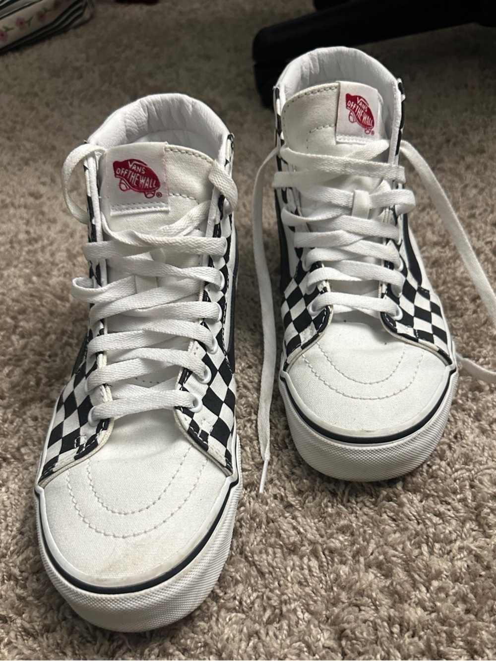 Vans Checkerboard High-Top Sneakers -  White/Black